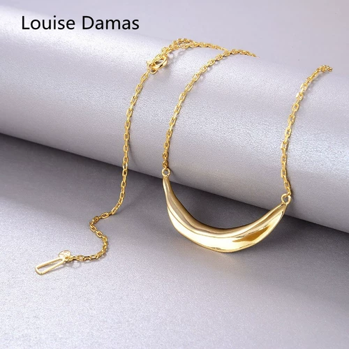 Южная Корея приобретает Луизу Дамасс 925 Серебряное покрытие 18K Золотая Якуанг улыбка Crescent Circular Crickzed Clasized Link Link