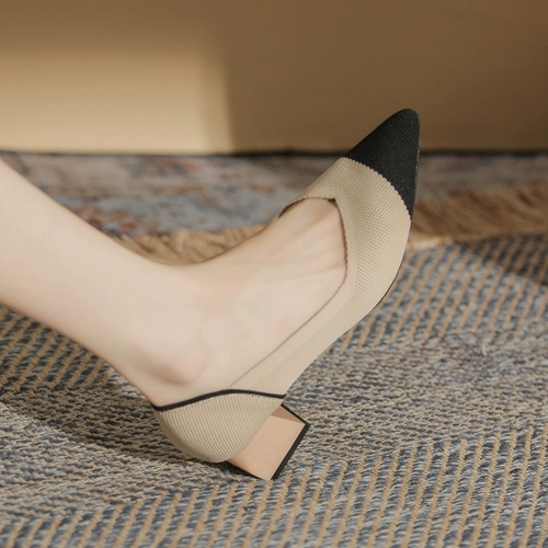 Летняя плетеная обувь с заостренным носом на высоком каблуке, коллекция 2023, мягкая подошва