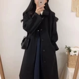 Демисезонная черная куртка, шерстяное пальто, коллекция 2023, подходит для подростков
