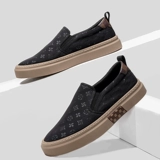 Мужская обувь, лето 2025, весенне-осенние новые парусиновые туфли, мужская тканевая обувь, повседневные модные дышащие туфли без шнуровки для ленивых досок