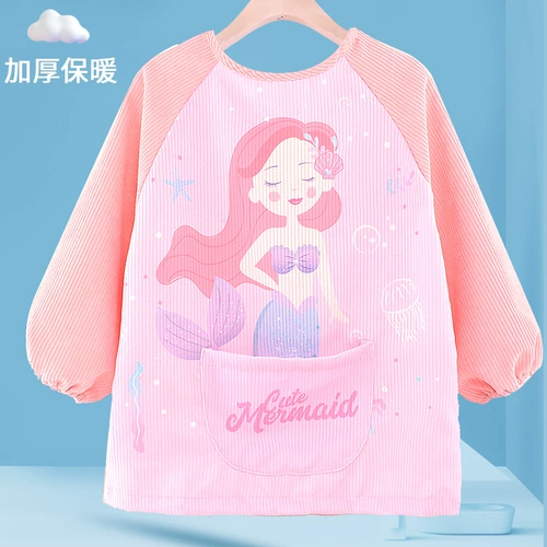 Детский вельветовый демисезонный нагрудник, термобелье, лонгслив, мультяшный слюнявчик, анти-грязь, сзади на завязках