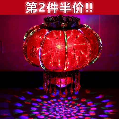 Лампа, уличный фонарь, крутящаяся разноцветная хрустальная светодиодная люстра для беседки, китайский стиль