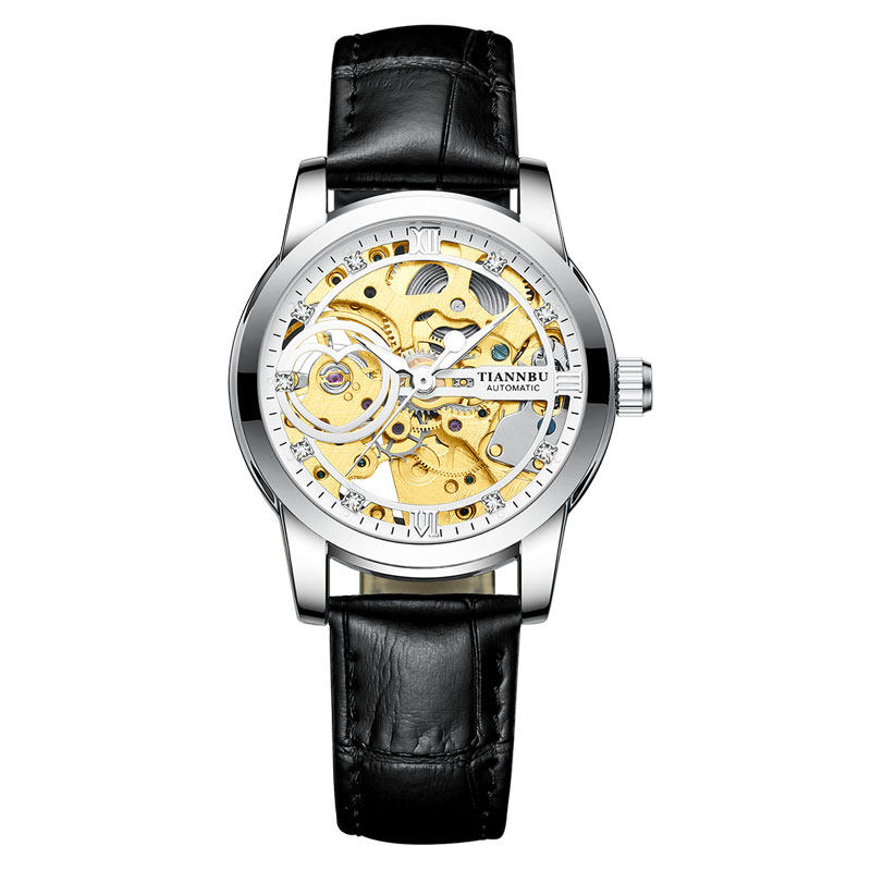 New Mechanical Watch Fully Automatic Women's Simple Temperament Real Belt_voghion.com