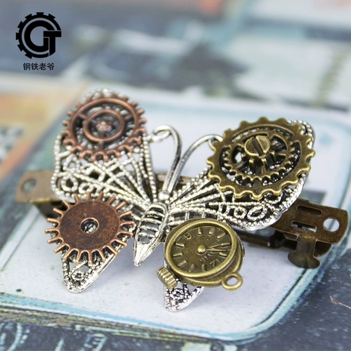 Модная ретро креативная заколка для волос с шестернями с бантиком, металлическая китайская шпилька, аксессуар для волос