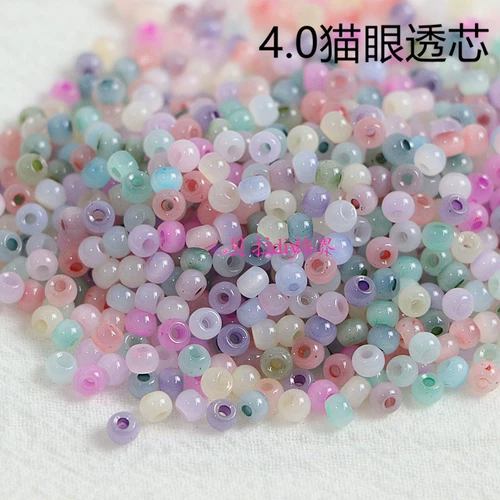 Стеклянные бусины из нефрита ручной работы, плетеный браслет, 4mm, кошачий глаз, имитация льда