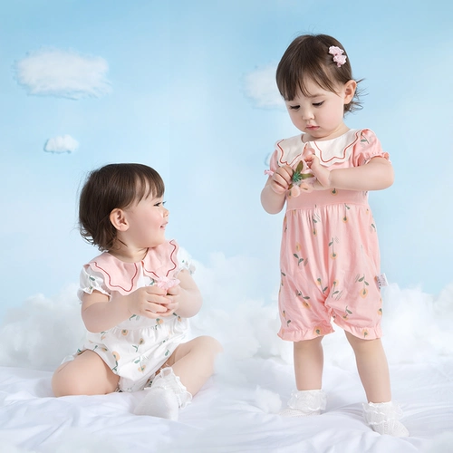 Детский комбинезон, летняя одежда для новорожденных, хлопковое тонкое летнее боди для раннего возраста для девочек, короткий рукав