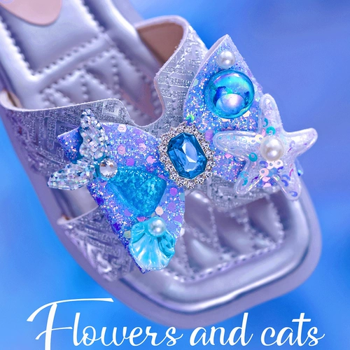 Летние пляжные тапочки для принцессы, нескользящие слайдеры, детские мягкие сандалии, мягкая подошва