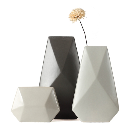 北欧现代极简创意装饰品 客厅电视柜摆件 几何抽象陶瓷花瓶软装饰