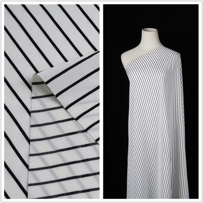 taobao agent White pinstripe broken card material texture fabric silky smooth race silk skirt trousers spring and summer fabric