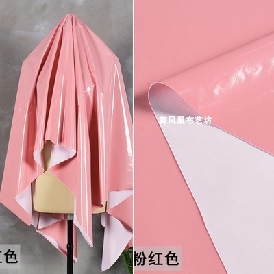 taobao agent Pink super bright mirror high elastic leather fabric soft imitation leather anti gloss waterproof pu design fabric