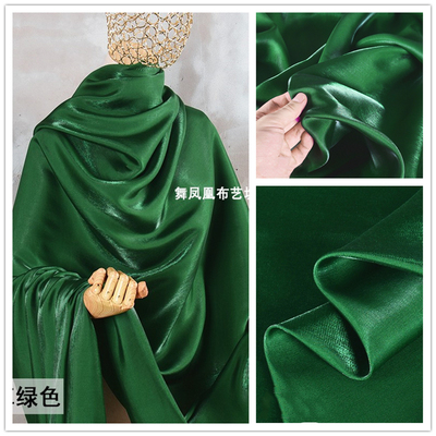 taobao agent Dark grass green glazed silk cotton satin Symphony crystal satin fabric Mermaid Ji silk satin shirt Hanfu flashing streamer fabric