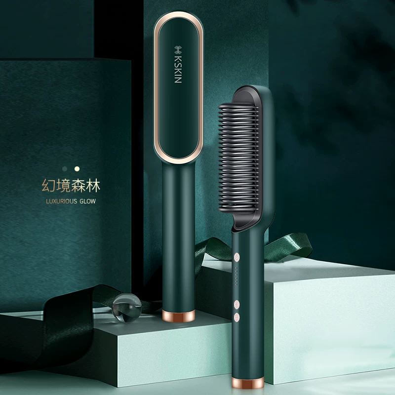 Керамическая (?) hair straightening comb straight plate clip household natural fluffy non-negative ion long-lasting artifact electric comb splint