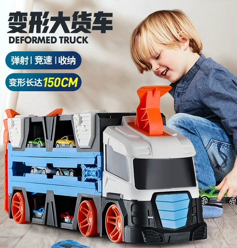 Большой грузовик с рельсами, металлическая маленькая игрушка для мальчиков, машина, подарок на день рождения