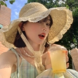 Летняя тонкая дышащая кружевная шапка, в корейском стиле, кружевное платье, защита от солнца