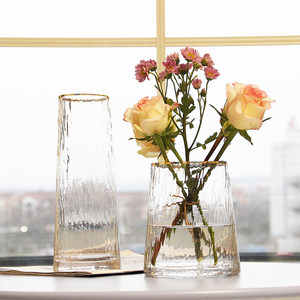 北欧轻奢玻璃花瓶透明客厅插花百合富贵竹玫瑰鲜花花瓶餐桌摆件