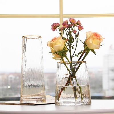 北欧轻奢玻璃花瓶透明 客厅 插花百合富贵竹玫瑰鲜花花瓶餐桌摆件