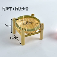 Бордовый бамбуковый стенд + желтая кожаная миска маленькая