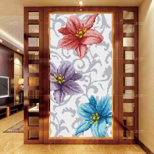 № 18 Custom Crystal Glass Mosaic Juin Puzzle Pradering TV Фоновая настенная крыльца гостиная