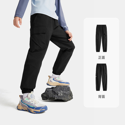 安踏男童长裤加绒三防软壳工装裤