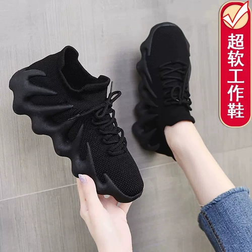 Слипоны, черная обувь, униформа медсестры, спортивные туфли, мягкая подошва, против усталых ног, большой размер