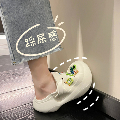 Ультрамягкие комфортные тапочки в стиле Crocs на платформе на танкетке, милые мюли, крупный округлый носок, можно носить двумя способами