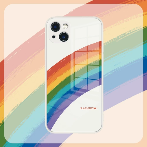 Apple, радужный чехол для телефона, iphone12 pro, креативный стеклянный совместимый защитный чехол, изысканный стиль, 14promax, простой и элегантный дизайн, 7plus, 2