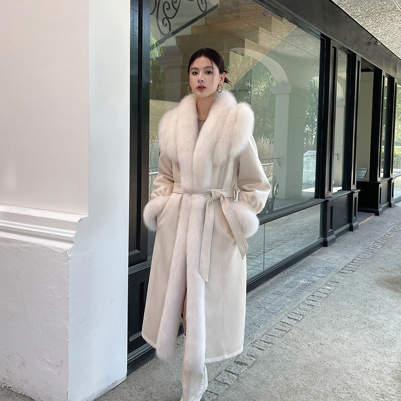 New 100% Real Fox Fur Big Fur Collar Coat Women's Warm Down Jacket