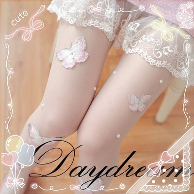 taobao agent Spring and Autumn Festival Soft Girl Lolita Girl Butterfly Embroidered Pearl Anti -hooks and pantyhose bottom pantyhose children