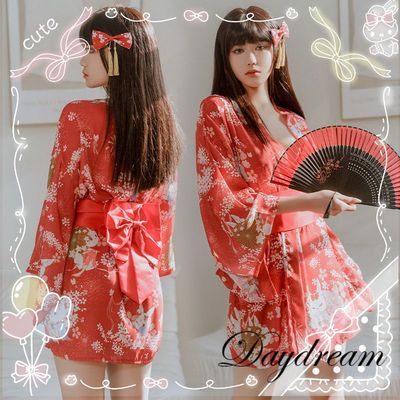 taobao agent Japanese sexy fuchsia underwear, bathrobe, pijama, set, uniform