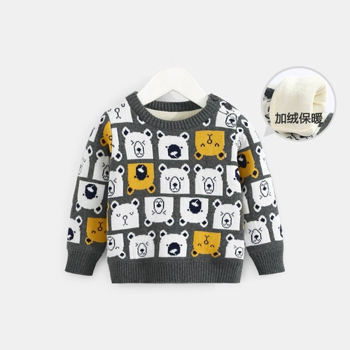 Детский утепленный свитер, зимний трикотажный лонгслив для мальчиков, коллекция 2021