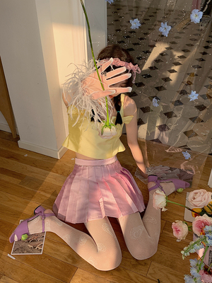 taobao agent Cnorahk niche colorful millennium heart -shaped bristles hollow net eye panties base stockings y2k spring and autumn