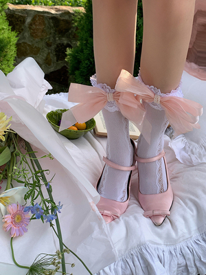 taobao agent CNORAHK niche girl heart bow cute Chinese socks lace thin Japanese bowl knot Lolita wind