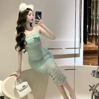 Сексуальное свежее блестящее платье-комбинация, платье, длинная юбка, длина миди