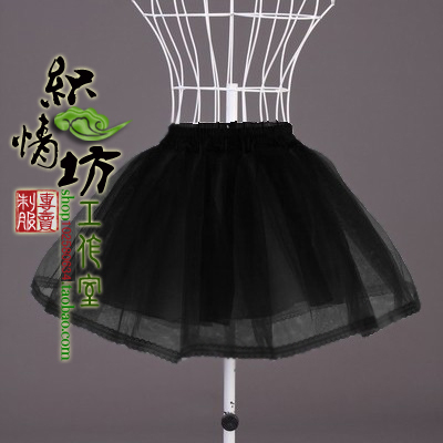 taobao agent White black puff skirt lined with hard yarn boneless wedding dress cosplay accessories