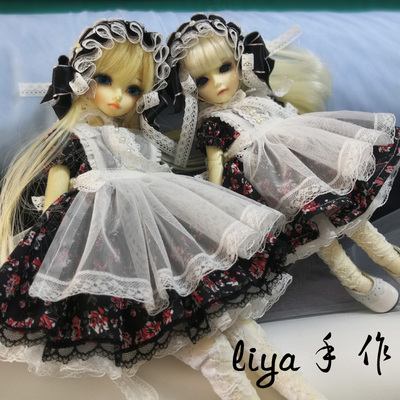 taobao agent Liya handicrafts of rural maid 4 points 6 points BJD MDD SD baby clothing Lolita black and white floral skirt