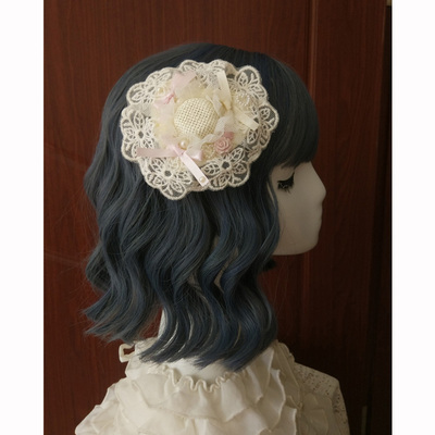 taobao agent Lolita hairpin hair decoration elegant flat hat flower wedding tea party hat lace edge hat retro court pearl flower pill