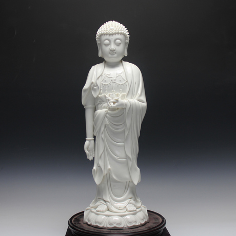 19寸德化陶瓷阿弥陀佛 西方三圣佛像白瓷上釉 宗教佛教用品包邮