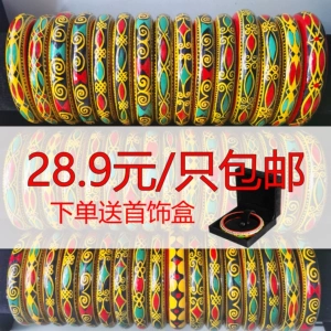 Лакированная посуда Liangshan Yi, браслет Xichang, красный, зеленый и черный, из массива дерева, ручная роспись, изделия ручной работы из этнических меньшинств, туристические сувениры