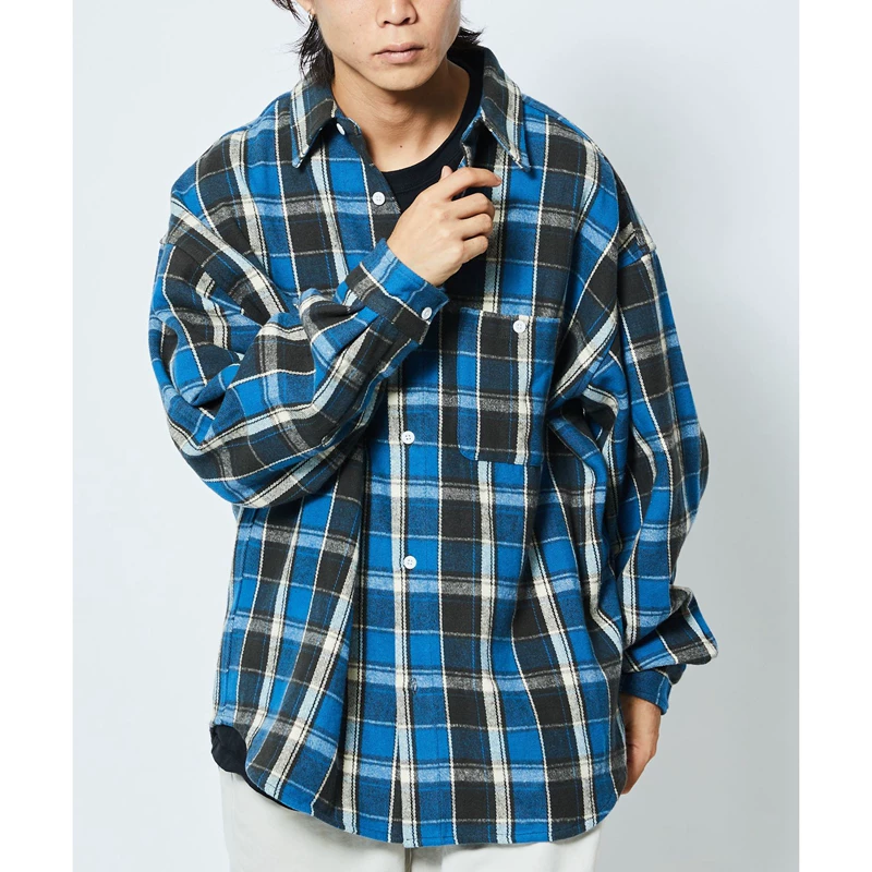 [FREAKS STORE 22AW THE ALASKAN 全棉法兰绒宽松廓形格纹长袖衬衫]