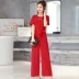 Shen Yidu mùa hè 2021 new plus size phụ nữ thời trang mùa hè ngắn tay quần ống rộng jumpsuit 1823 - Bộ đồ Bộ đồ