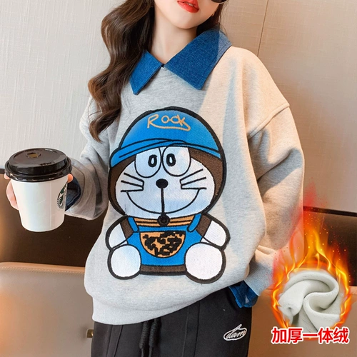 Утепленная зимняя приятная телу утепленная толстовка, бархатный комплект, коллекция 2022, подходит для подростков, в западном стиле