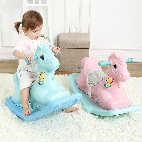 启启摇摇马 塑料宝宝摇椅马音乐大号儿童玩具1-2周岁礼物小木马车