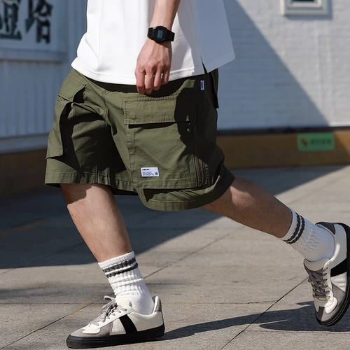 Unburnclub 22ss японские повседневные военные шорты мульти -сумки с несколькими мешками на молнии Cityboy