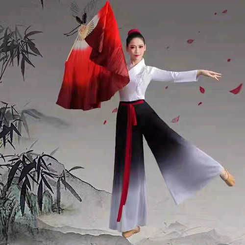 Поклонник танца Wanjiang Dance Fan Fan Silk Double -Sided Darked Red Gradient Growt Classical Dance Beam желает фанатов Yangge
