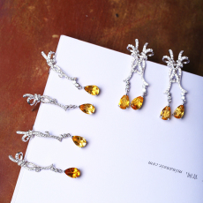 Серьги 精品彩宝 天然水晶黄水晶蝴蝶耳坠女款925银镶嵌耳钉耳饰饰品 Yi Qing floor