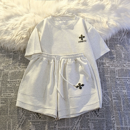 Хлопковый спортивный костюм, комфортный комплект, летняя одежда, шорты, короткий рукав