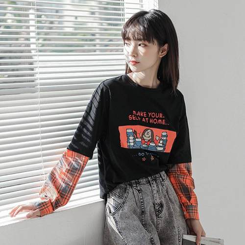 Tide, черный лонгслив, хлопковая осенняя футболка, дизайнерский комплект, 2021 года, оверсайз, тренд сезона