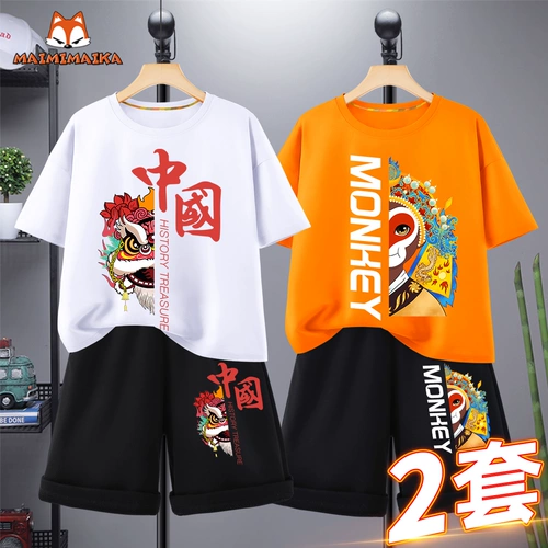 Спортивная летняя одежда, детский комплект, коллекция 2022, популярно в интернете, в западном стиле, подходит для подростков, детская одежда