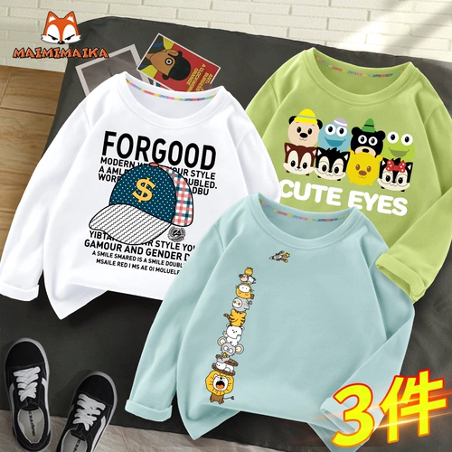 Лонгслив для мальчиков, хлопковое модное детское приятное телу термобелье, коллекция 2021, подходит для подростков, осенний