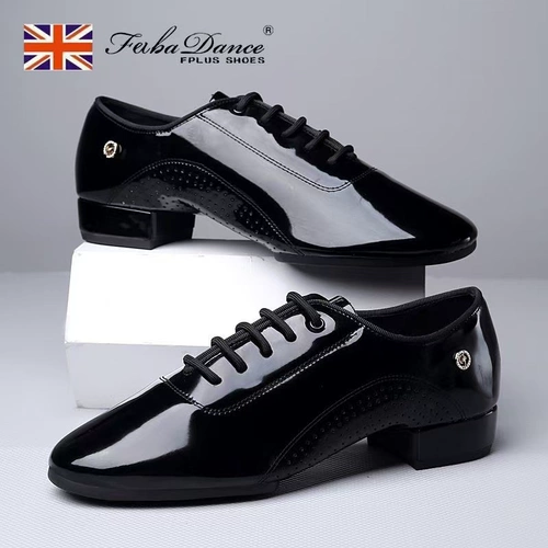 FB Мужская кожаная кожаная современная танцевальная обувь Патентная кожаная национальная стандартная соревнования по соревнованиям по соревнованиям по соревнованиям.
